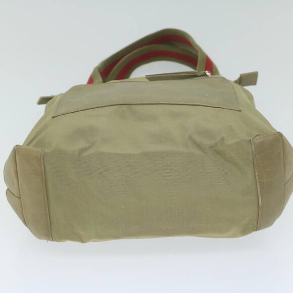 GUCCI Sherry Line Hand Bag Nylon Khaki Red 019 0402 019 0402 - Picture 9 of 12